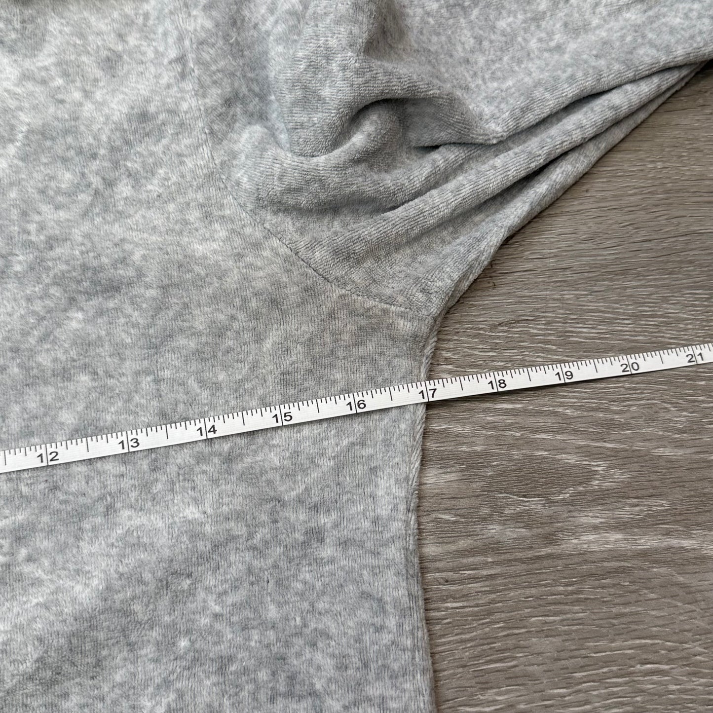 Vintage Juicy Couture Womens Heather Gray Velour Zip-Up Hoodie Drawstring Size S