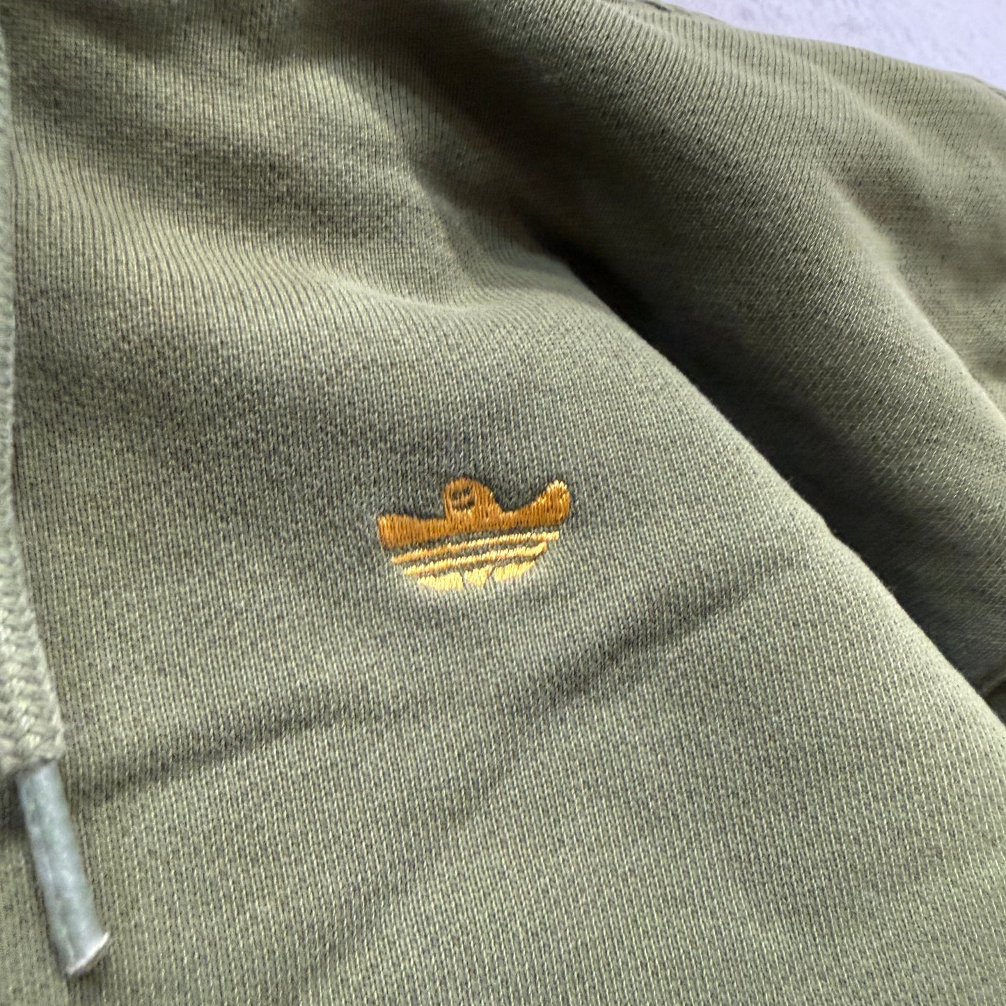 Adidas Men's Olive Green Fleece Hoodie Pullover Pockets Heavyweight Size W40