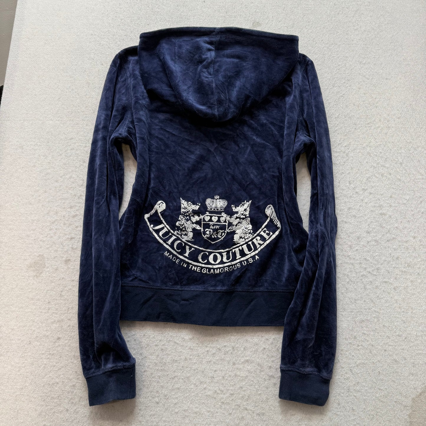 Vintage Juicy Couture Scottie Dog Navy Velour Tracksuit Set Hoodie & Pant Size L