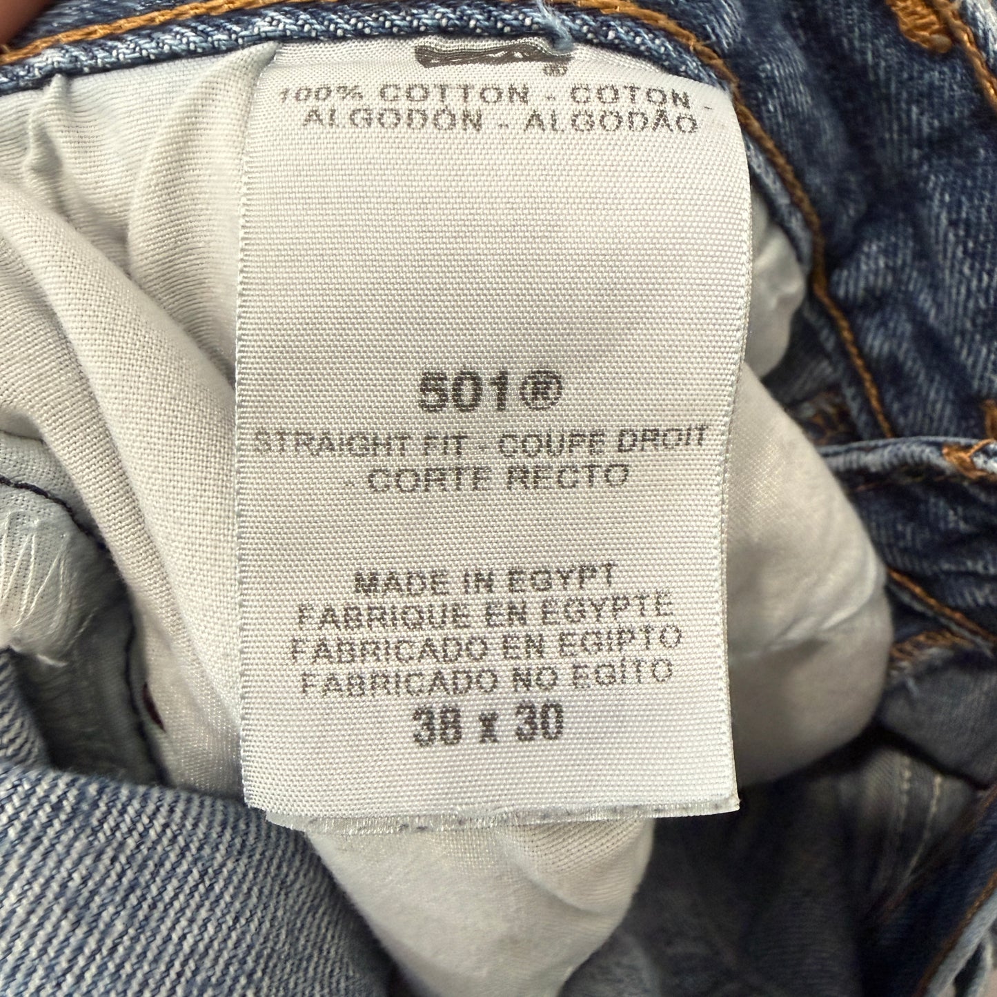 Vintage Levi's 501 Men's Blue Denim Jeans Wide Leg Zip-Fly Distressed Size 38x30