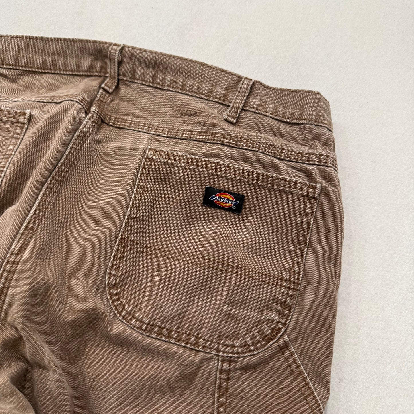 Dickies Men's Duck Brown Cotton Distressed Carpenter Pant Utility Pocket Size 40