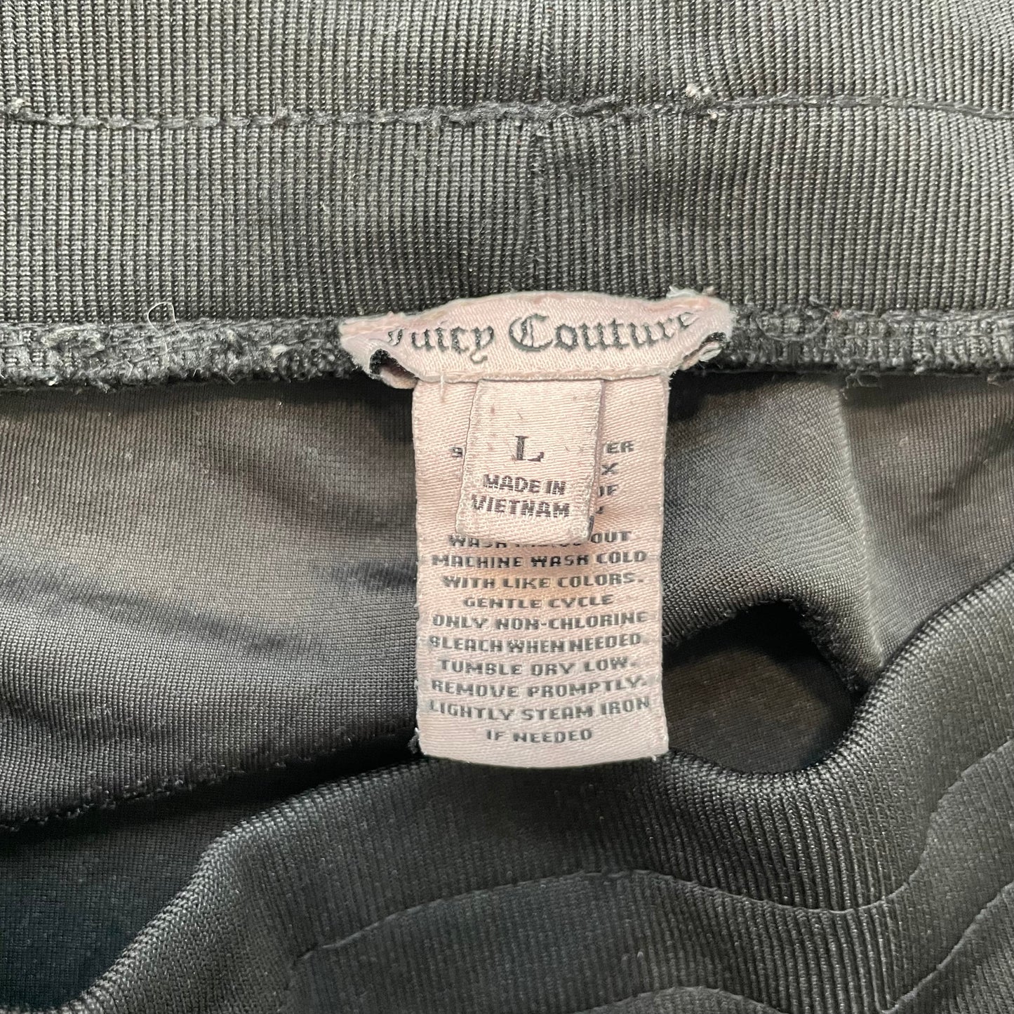 Juicy Couture Women's Black Velour Ruched Leggings Pants Elastic Waist Size L