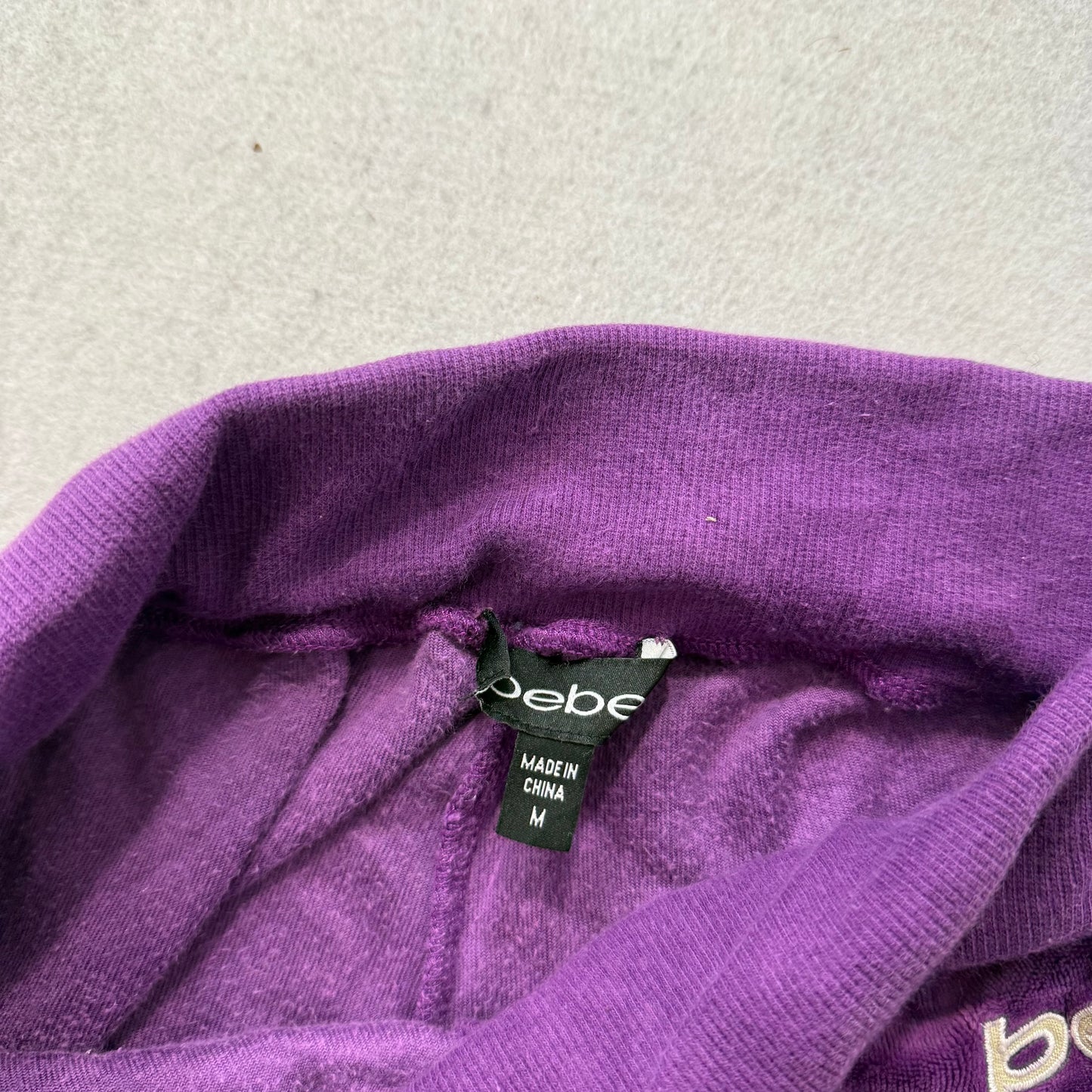 Bebe Women's Grape Purple Velour Flared Track Pant Loungewear Logo Y2K Size M