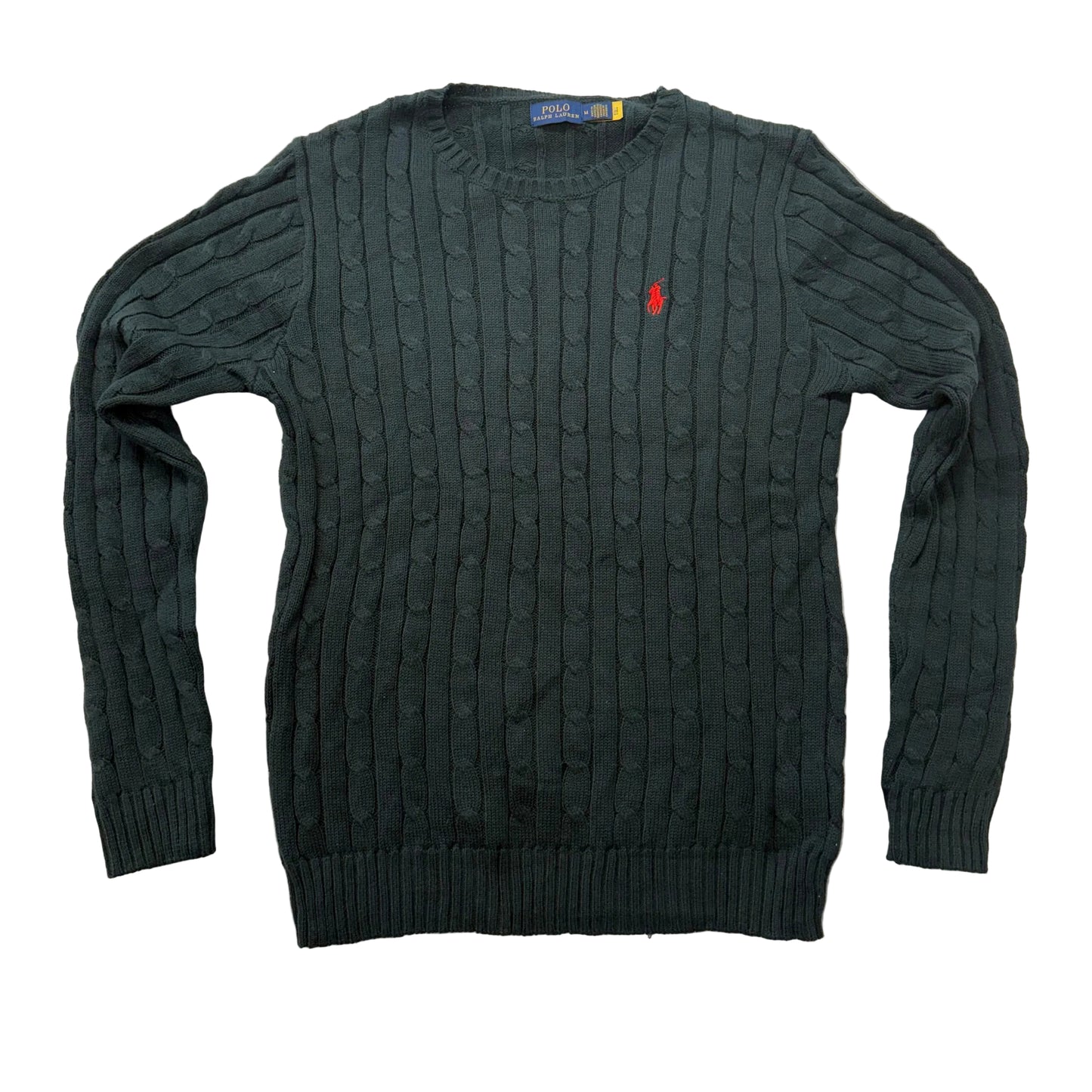 Polo Ralph Lauren Mens Hunter Green Cable-Knit Sweater Heritage Style Size M NWT