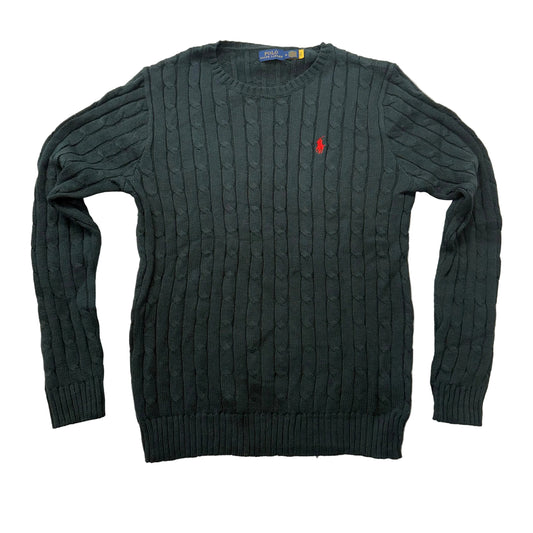 Polo Ralph Lauren Mens Hunter Green Cable-Knit Sweater Heritage Style Size M NWT