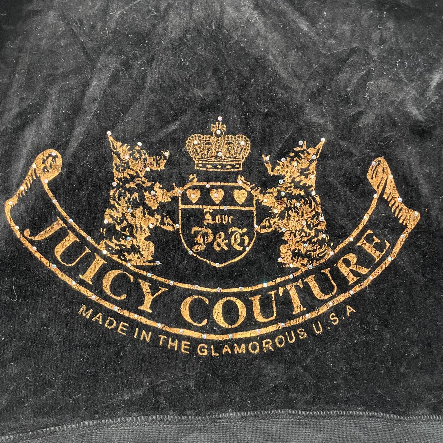 Vintage Juicy Couture Scottie Dogs Women Black Velour Zip-Up Track Jacket Size S