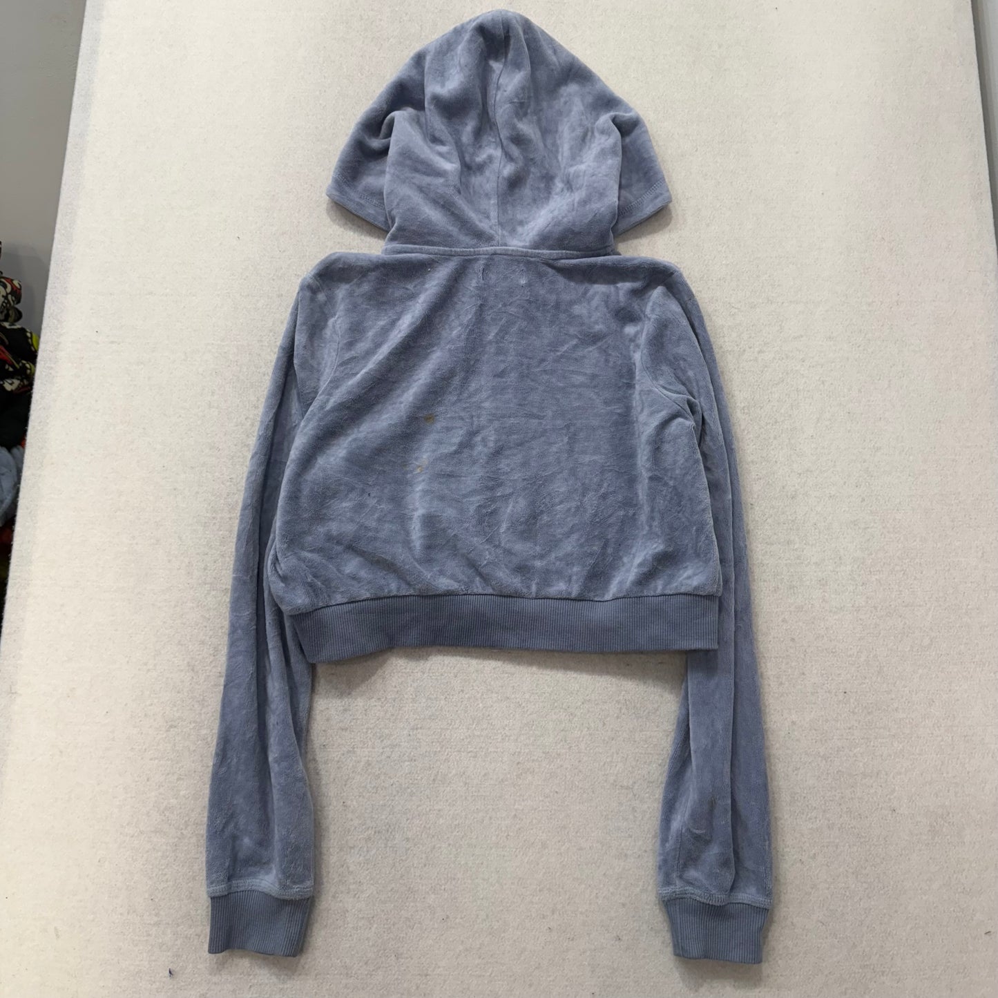 Playboy by Pacsun Women's Gray Velour Zip Up Cropped Fit Hoodie Logo Y2K Size S