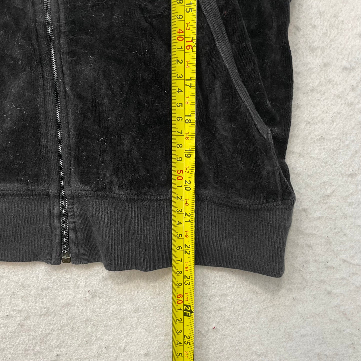 Vtg Juicy Couture Women's Black Velour Tracksuit Set Hoodie & Flared Pant Size L