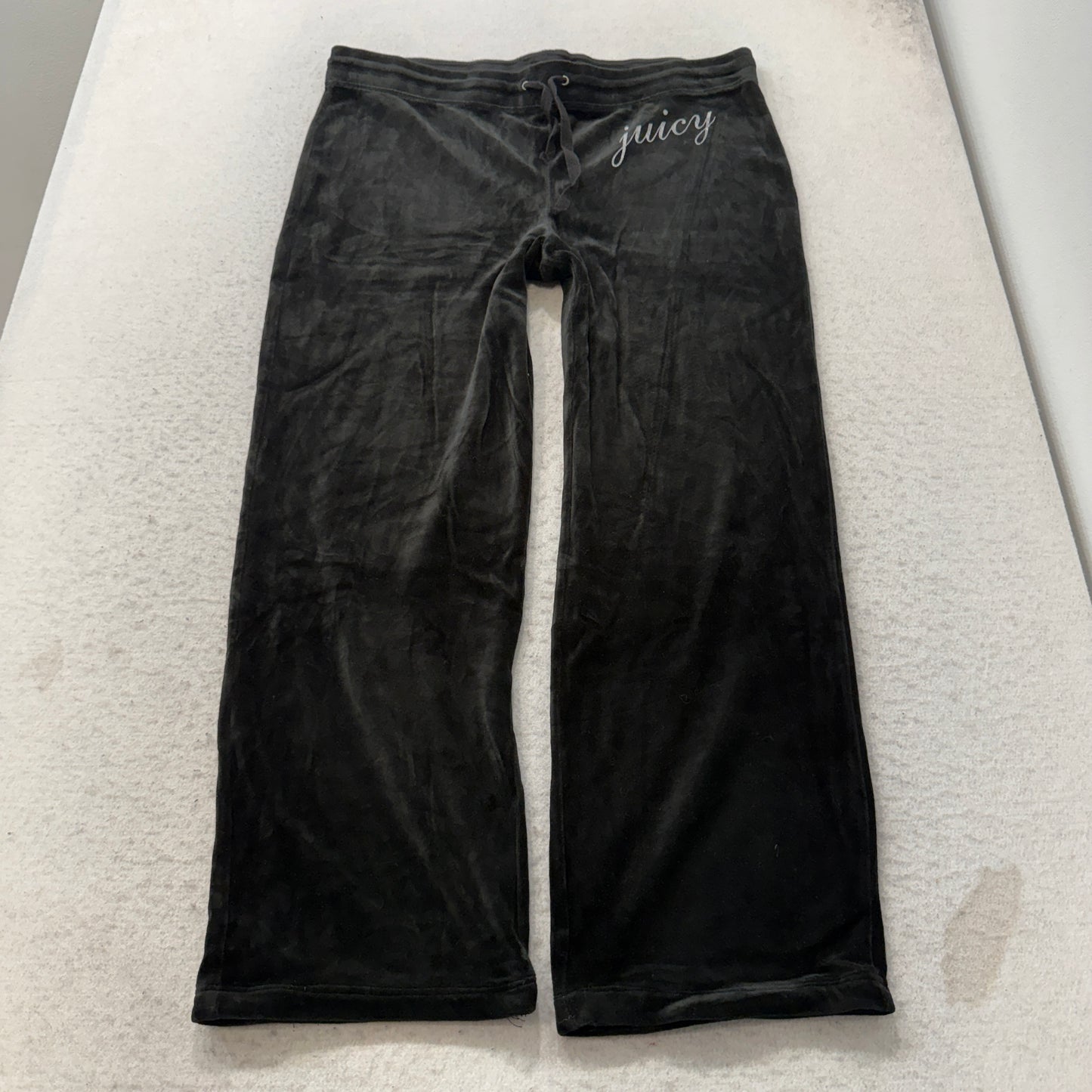 Vintage Juicy Couture Women's Black Velour Tracksuit Set Hoodie & Pants Size L