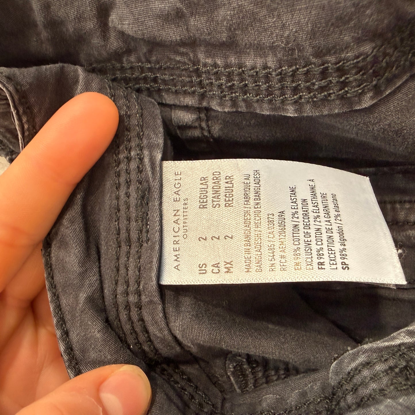 American Eagle Outfitters Women's Charcoal Gray Cargo Pant Utility Pocket Size 2