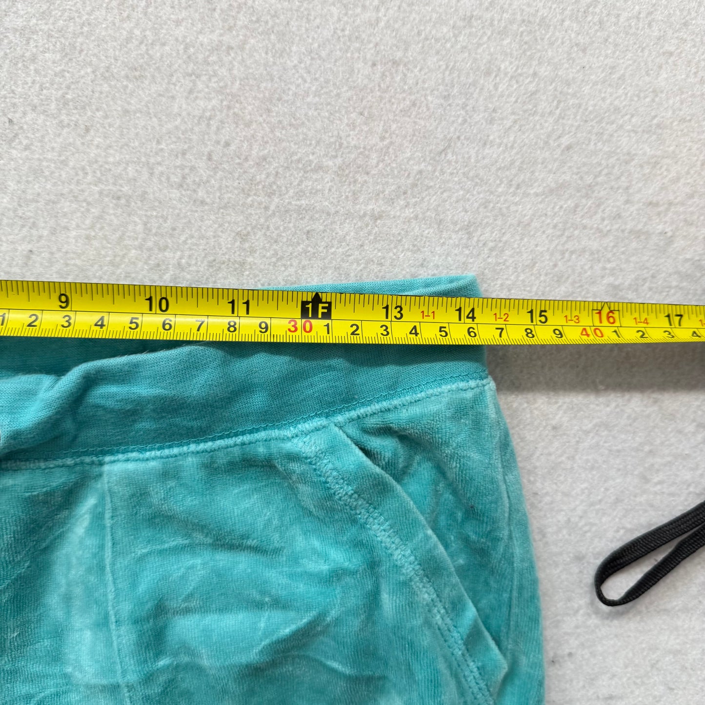 Juicy Couture Womens Turquoise Velour Flared Track Pant Snap-Flap Pockets Size M