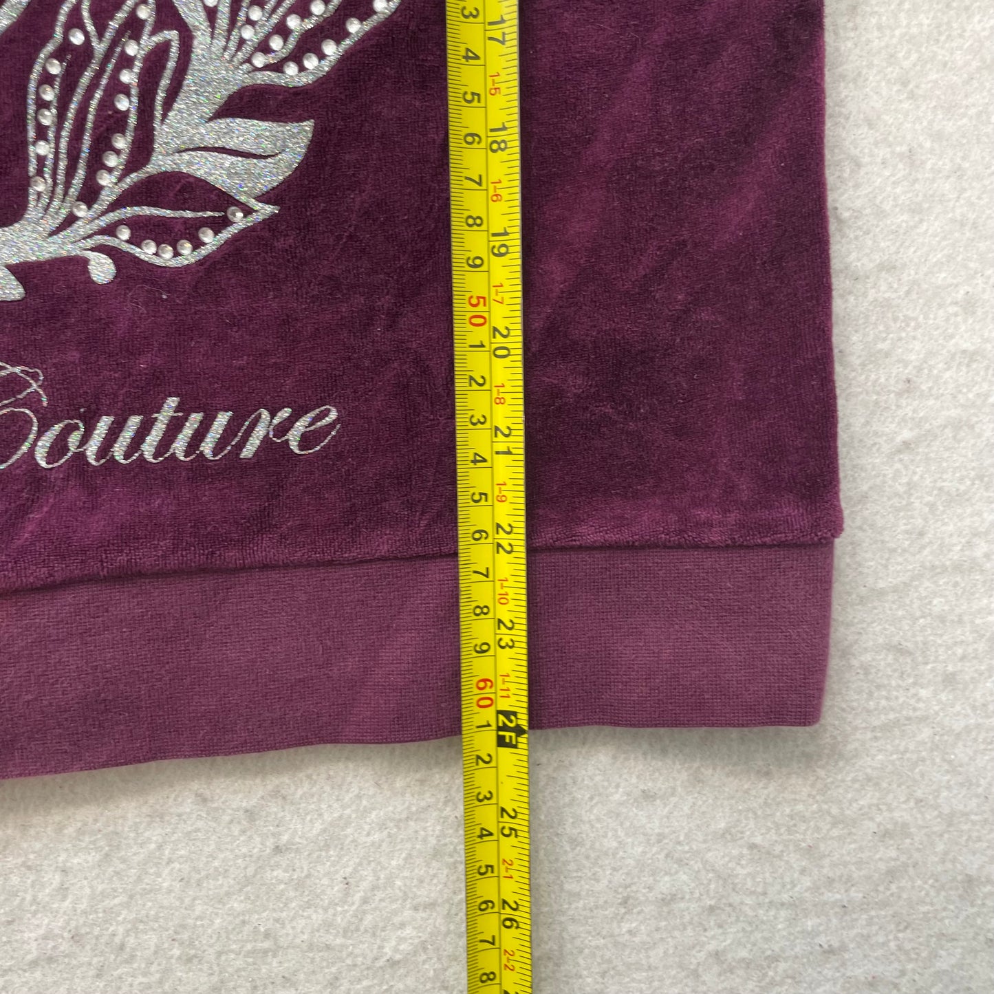 Juicy Couture Deep Purple Velour Tracksuit Set Rhinestone Graphic Logo Size M/XL