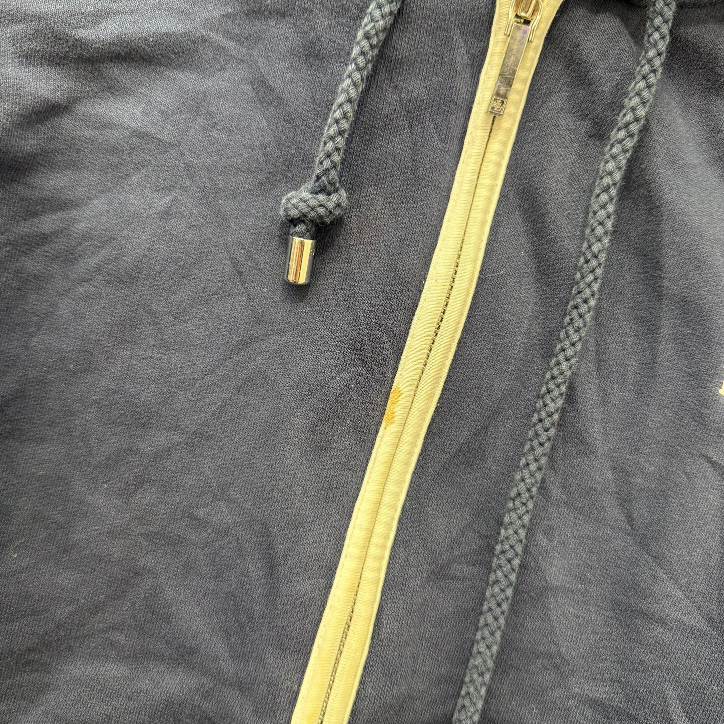 Lauren Ralph Lauren Navy Zip Hoodie Drawstring Small Logo Stains Size M
