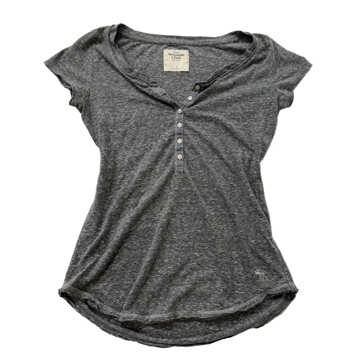 Abercrombie & Fitch gray henley short sleeve top