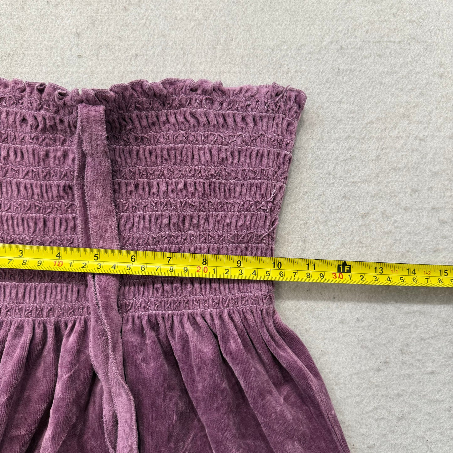 2003 VTG Juicy Couture Women's Purple Velour Smocked Tube Dress Strapless Size M