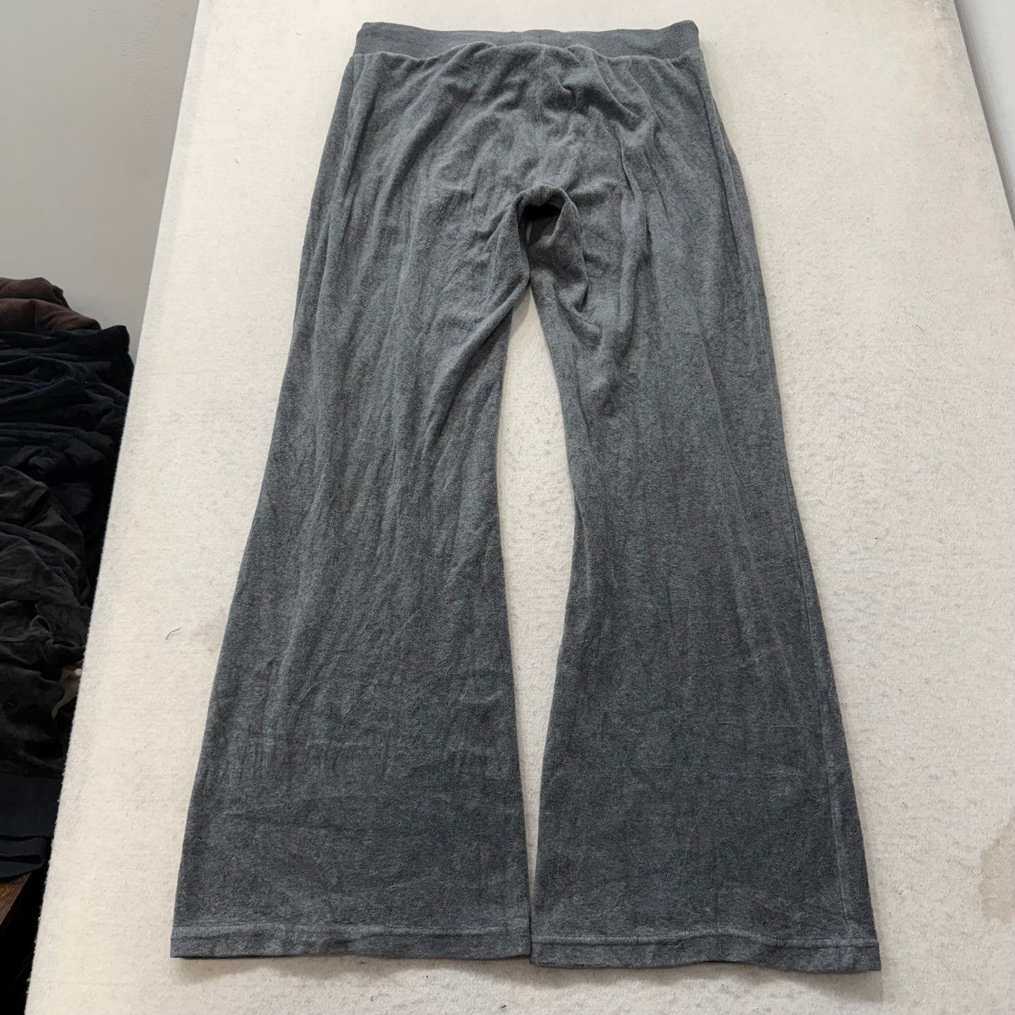 Juicy Couture Womens Gray Velour Flared Track Pant Loungewear Drawstring Size XL