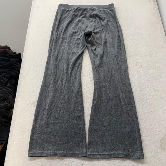 Juicy Couture Womens Gray Velour Flared Track Pant Loungewear Drawstring Size XL