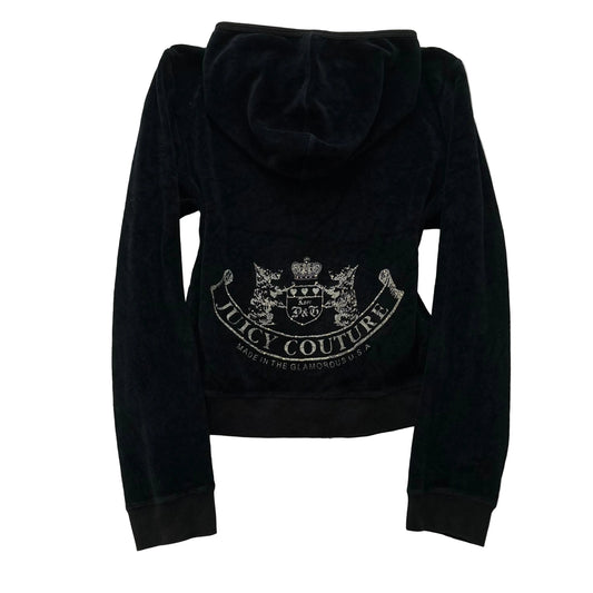Vintage Juicy Couture Scottie Dogs Women's Black Velour Full Zip Hoodie Size L