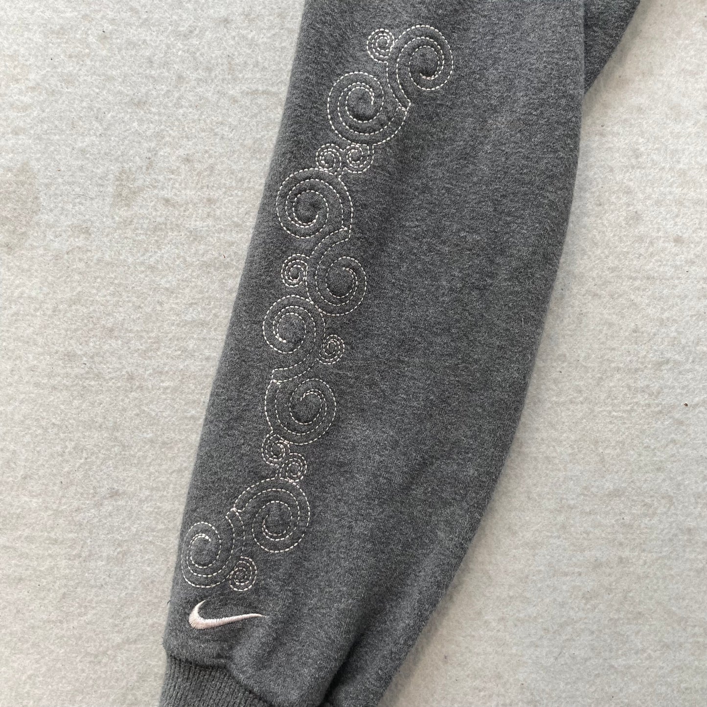 Nike Women's Charcoal Gray Fleece Full Zip Hoodie Embroidered Script Logo Size L