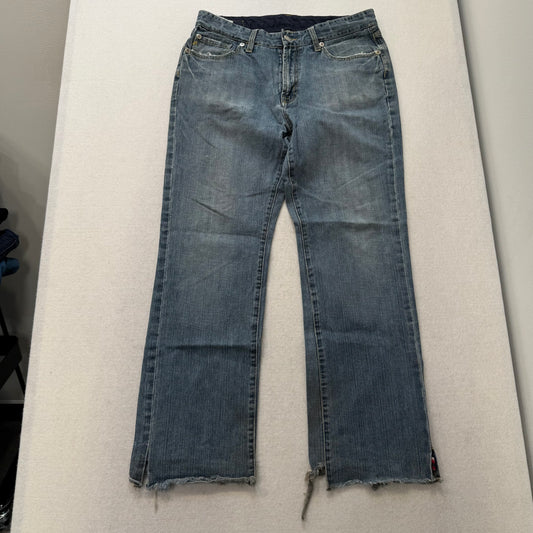 Seven7 Blue Denim Straight Leg Jeans Embroidered Back Pockets Size 34 Made in China