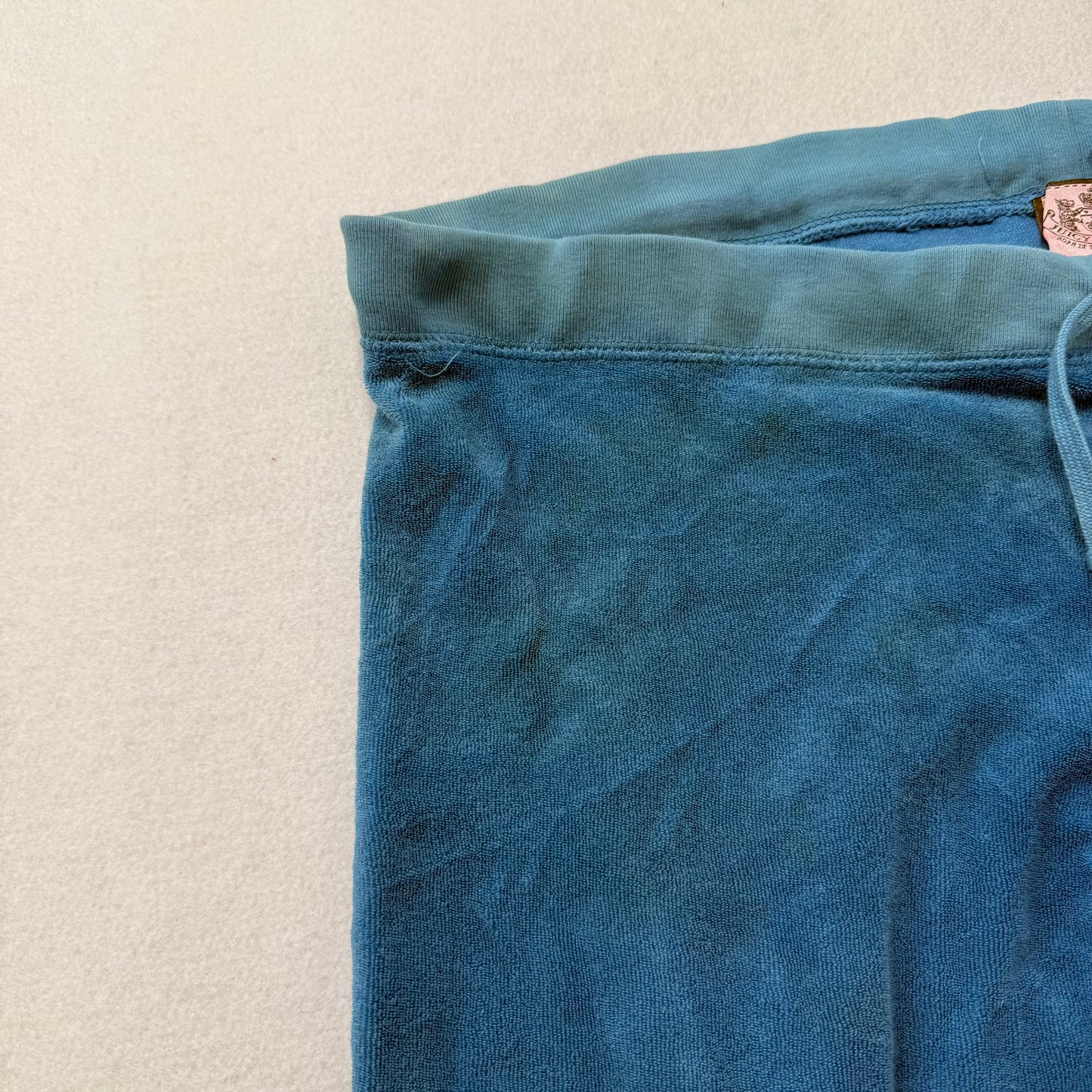 Vintage Juicy Couture Women's Steel Blue Terrycloth Wide Leg Track Pant Size L