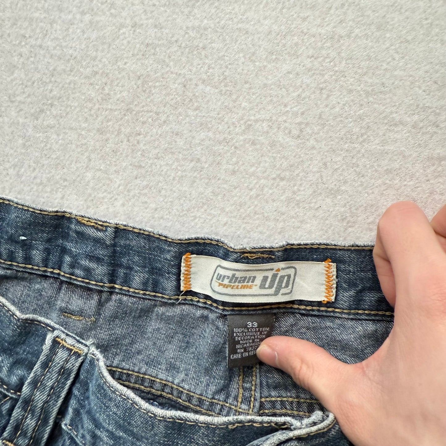 Urban Behavior dark blue denim baggy carpenter shorts size 32