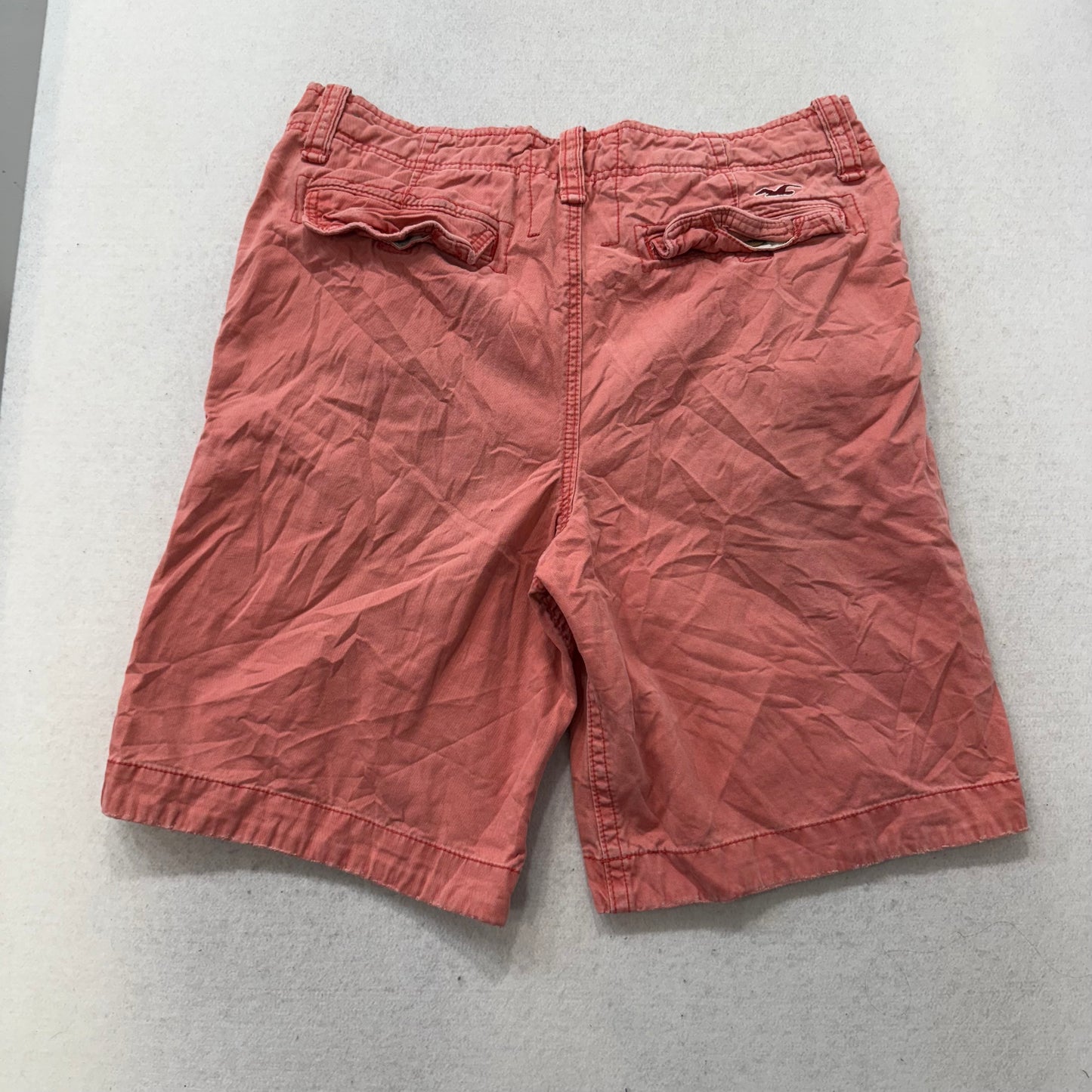 Hollister Men's Coral Salmon Chino Shorts Cotton Button Fly Casual Logo Size 34