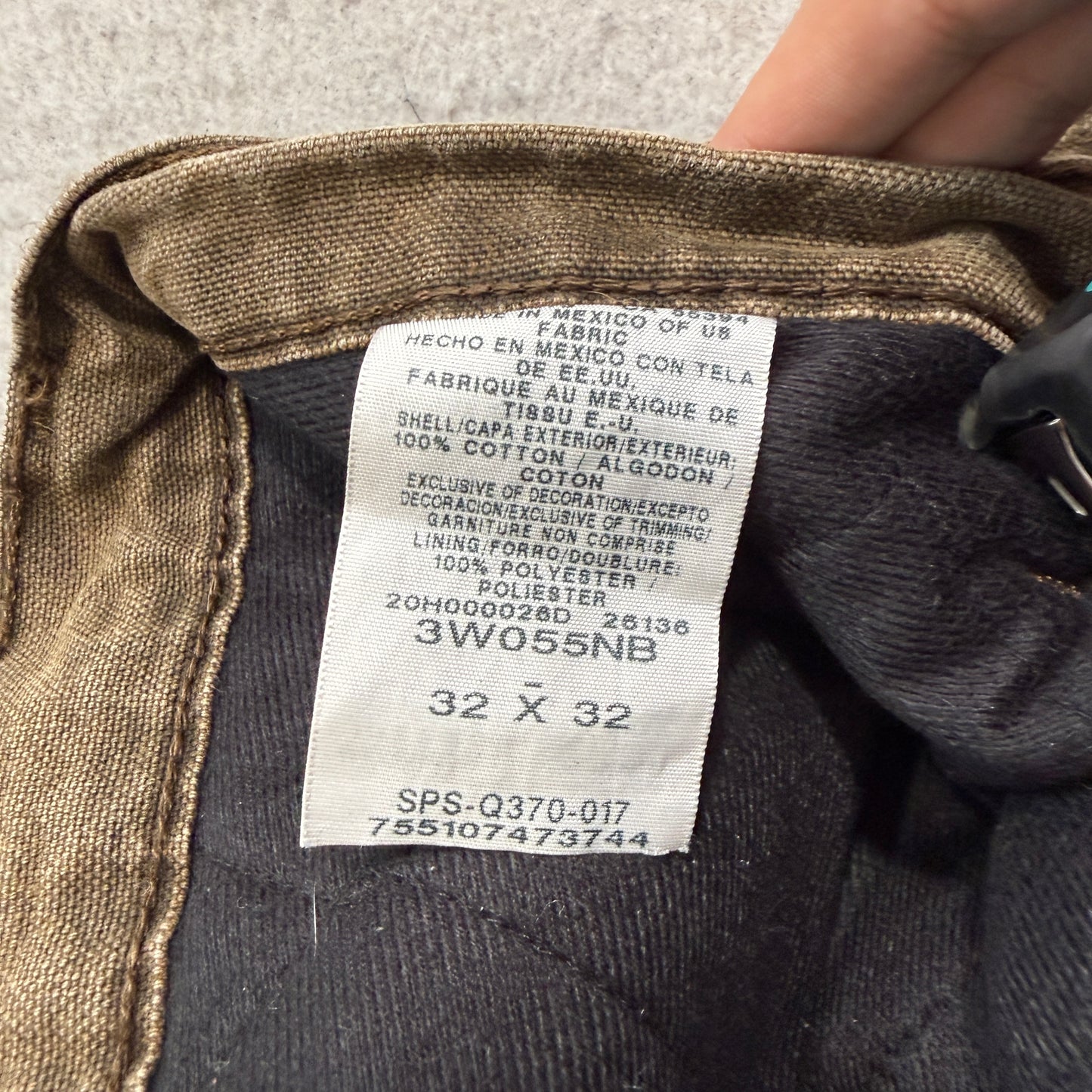 Wrangler Riggs Workwear Mens Brown Canvas Pants Fleece Lined Heavyweight Size 32