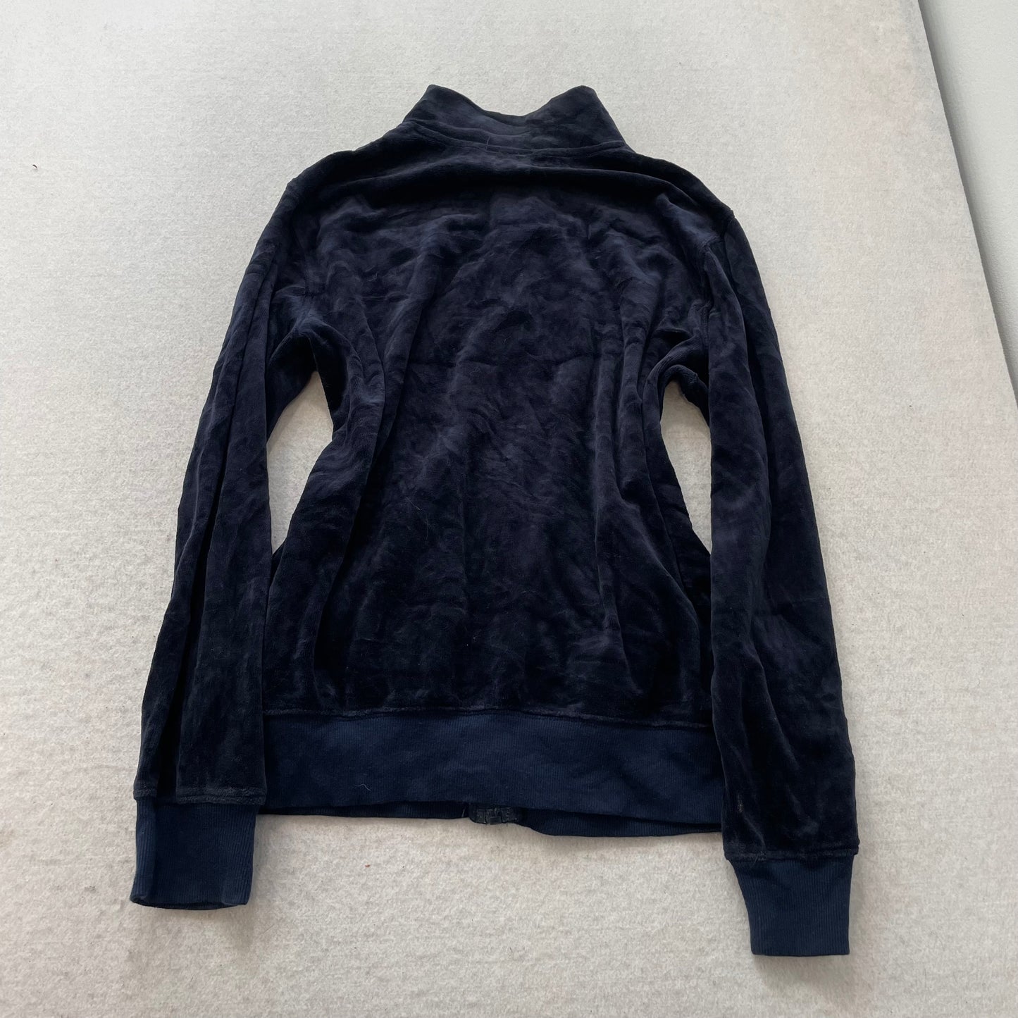 Juicy Couture Women's Navy Blue Velour Full Zip Track Jacket Performance Size XL