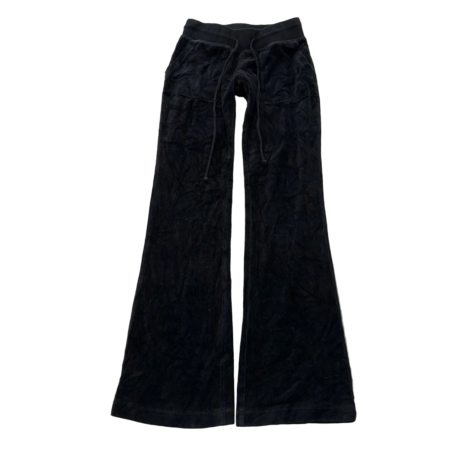 2003 Vintage Juicy Couture Women's Black Velour Flared Track Pant Pockets Size S