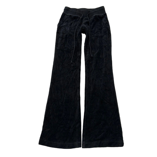 2003 Vintage Juicy Couture Women's Black Velour Flared Track Pant Pockets Size S