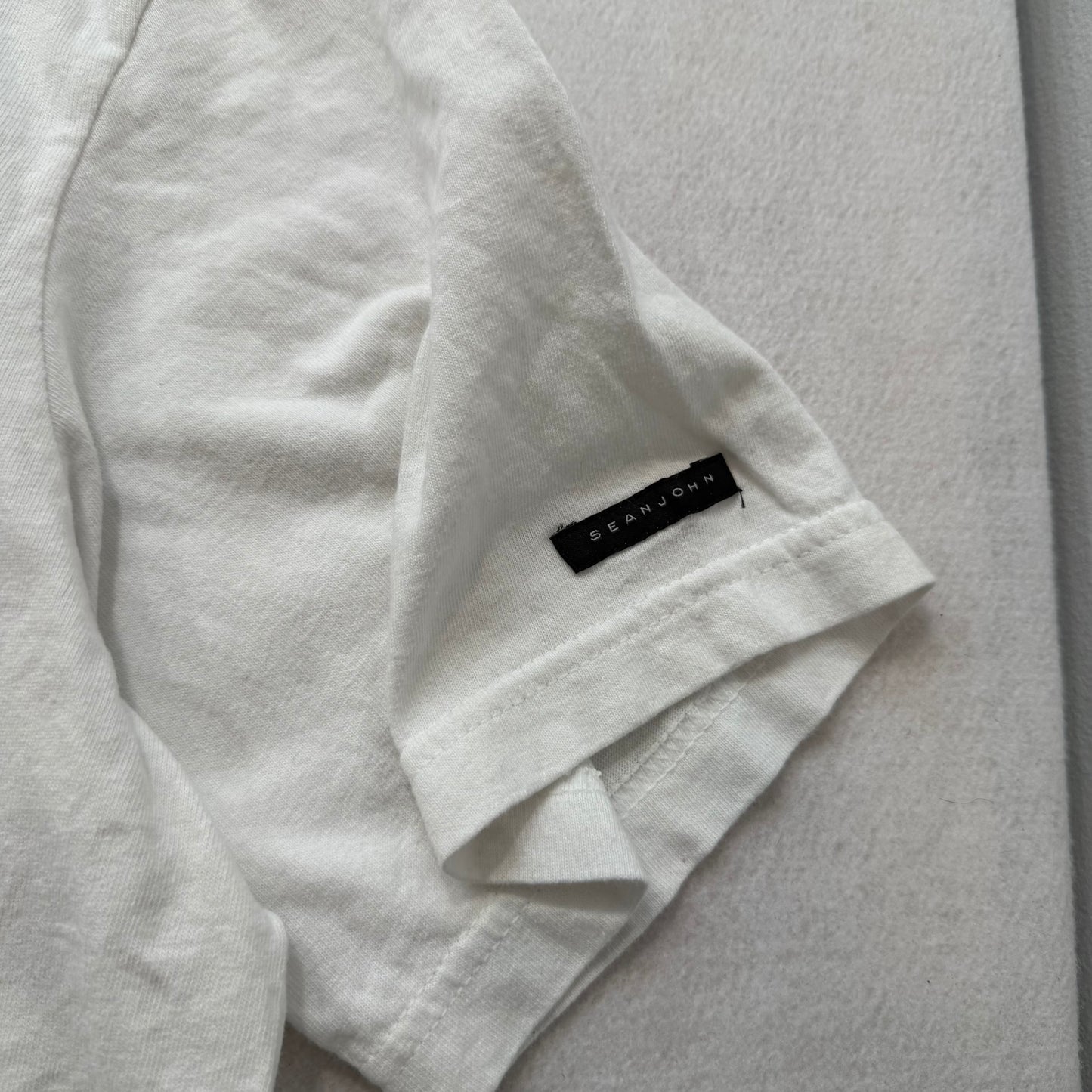 Sean John Platinum Status Men's White Cotton T-Shirt Rhinestone Crew Tee Size XL
