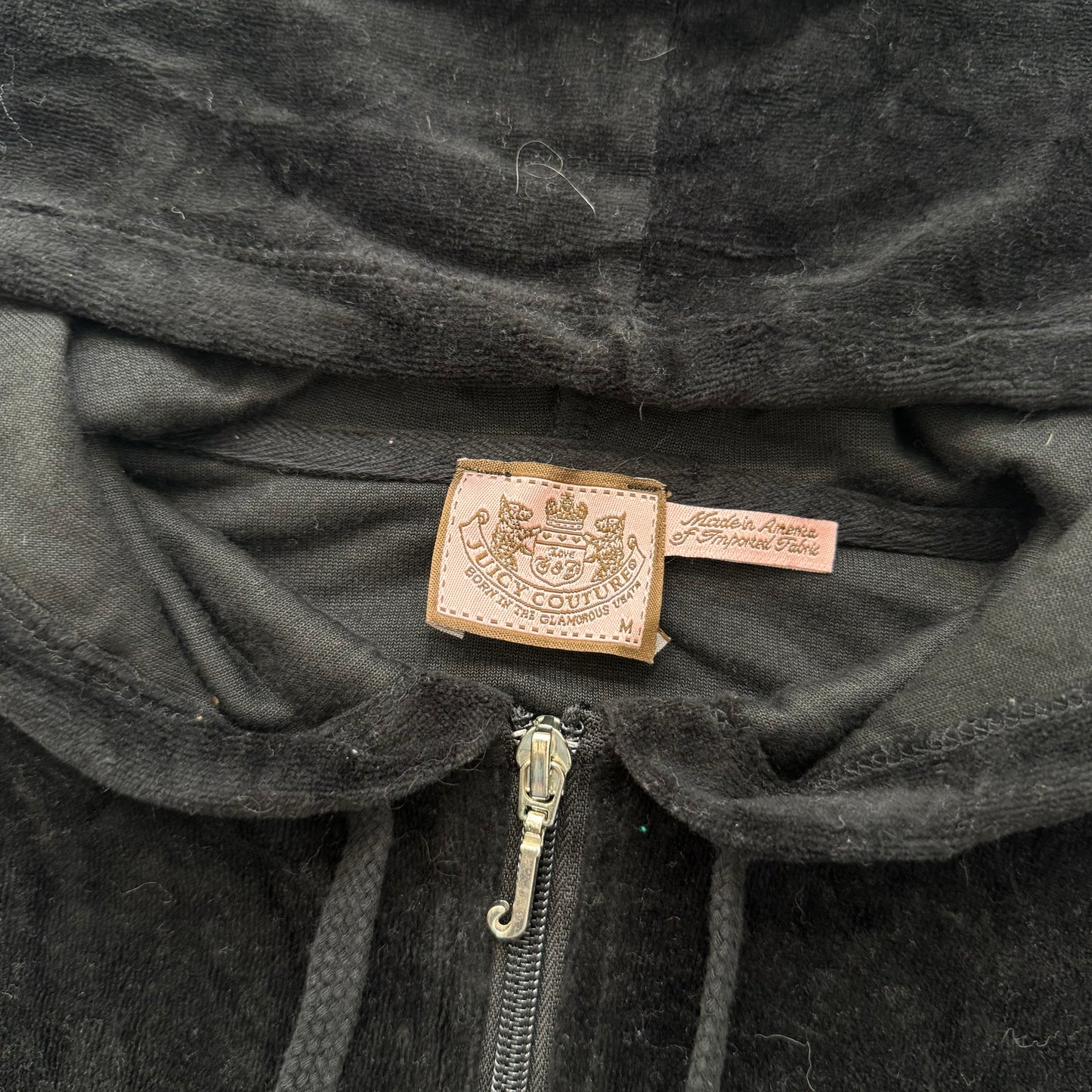 Juicy Couture Womens Black Velour Tracksuit Set Zip-Up Hoodie & Pants Y2k Size M