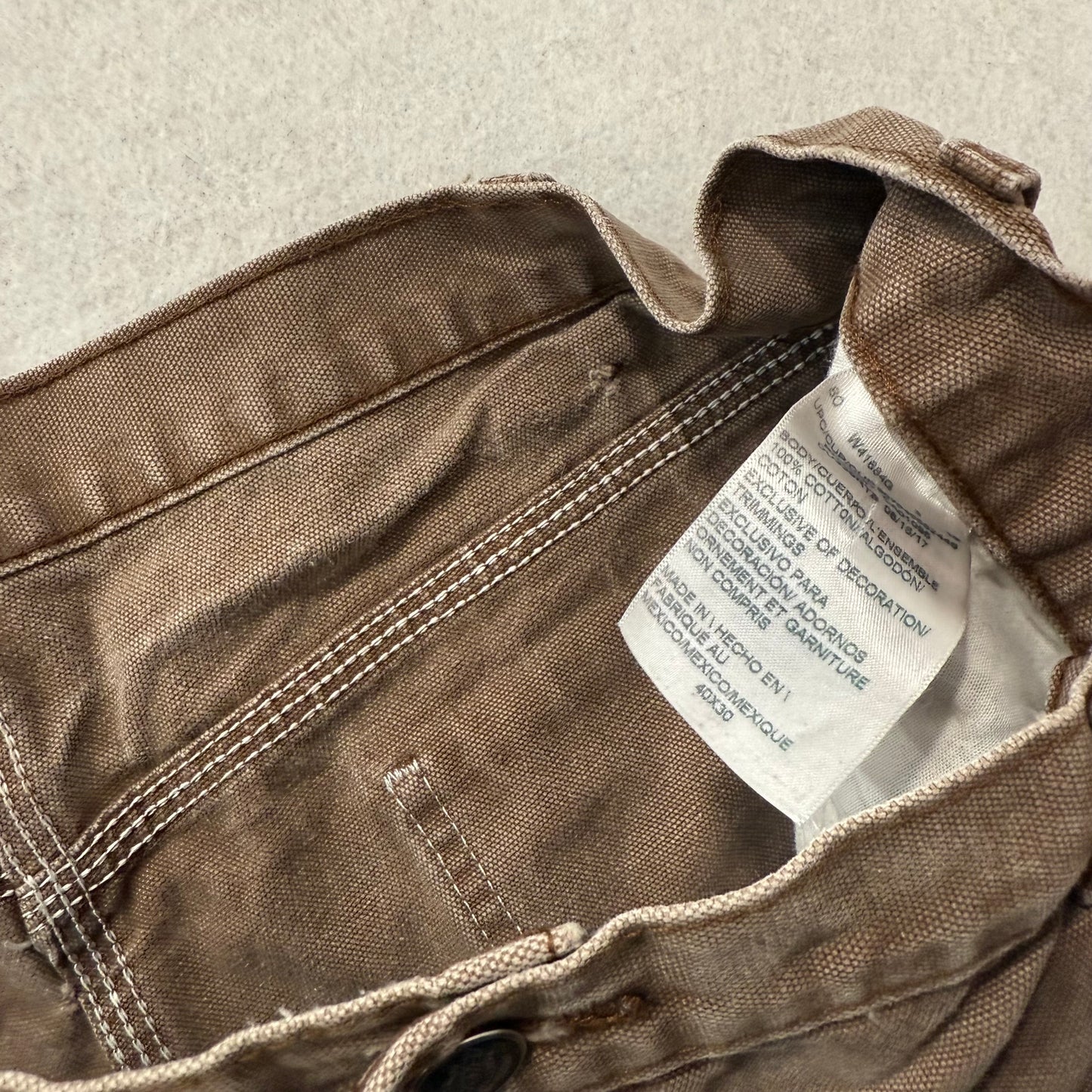 Dickies Men's Duck Brown Cotton Distressed Carpenter Pant Utility Pocket Size 40