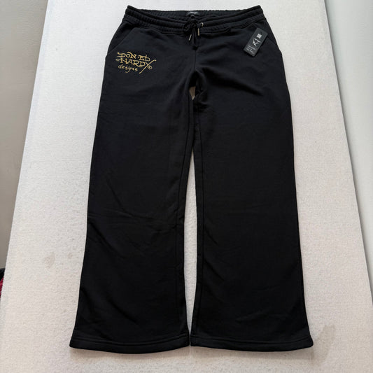 Ed Hardy Women's Black Wide Leg Track Pant Virgen de Guadalupe Graphic Size XL