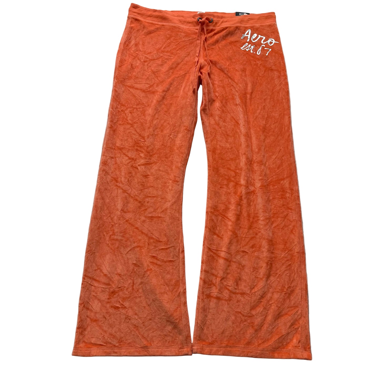Aéropostale Women Bright Tangerine Velour Flared Track Pant Logo Y2K Size XL NWT