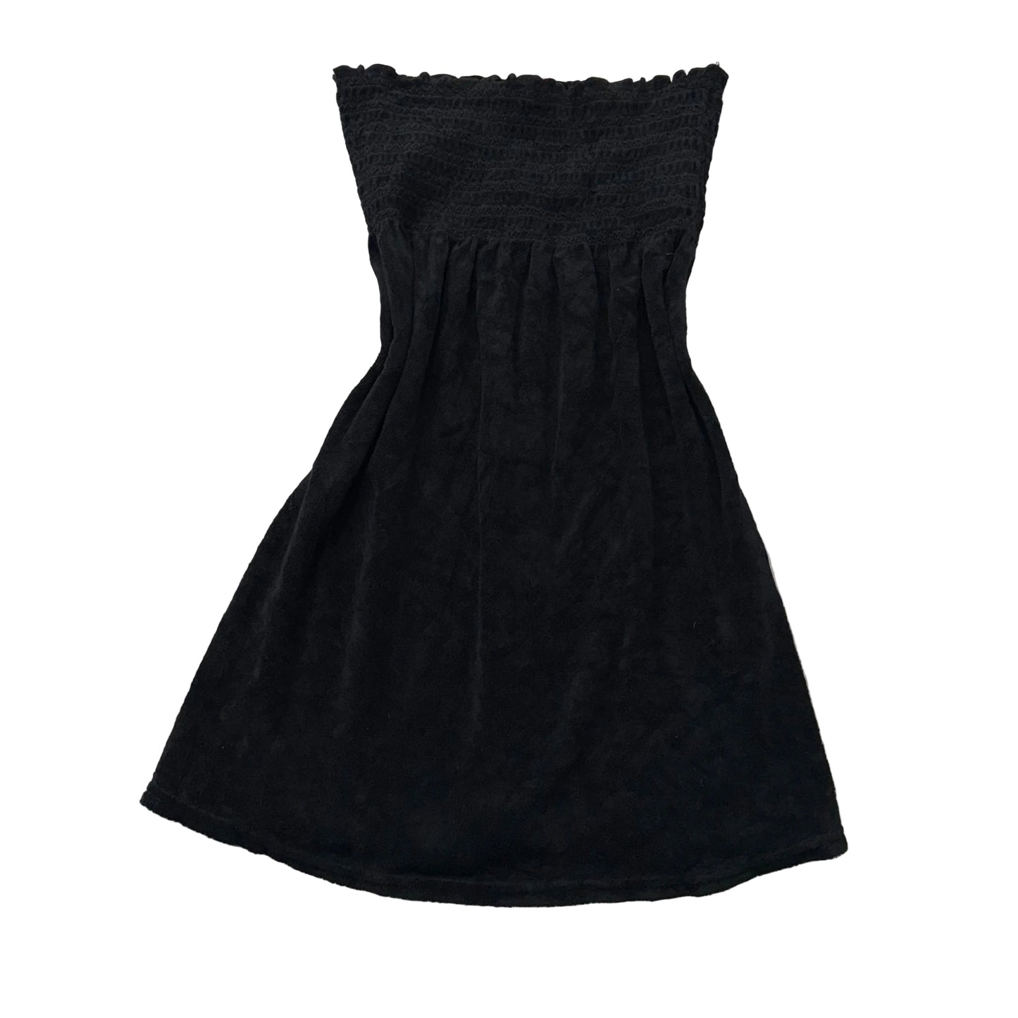 Vintage Juicy Couture Women Black Terrycloth Smocked Tube Dress Strapless Size S