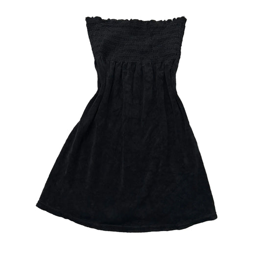 Vintage Juicy Couture Women Black Terrycloth Smocked Tube Dress Strapless Size S