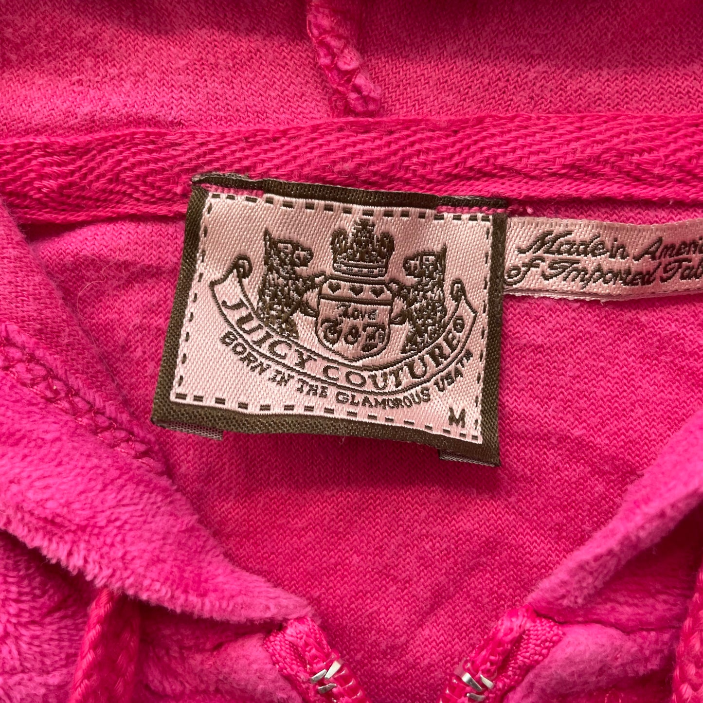 Juicy Couture Pink Velour Tracksuit Set Zip-Up Hoodie & Drawstring Pant Size M/L