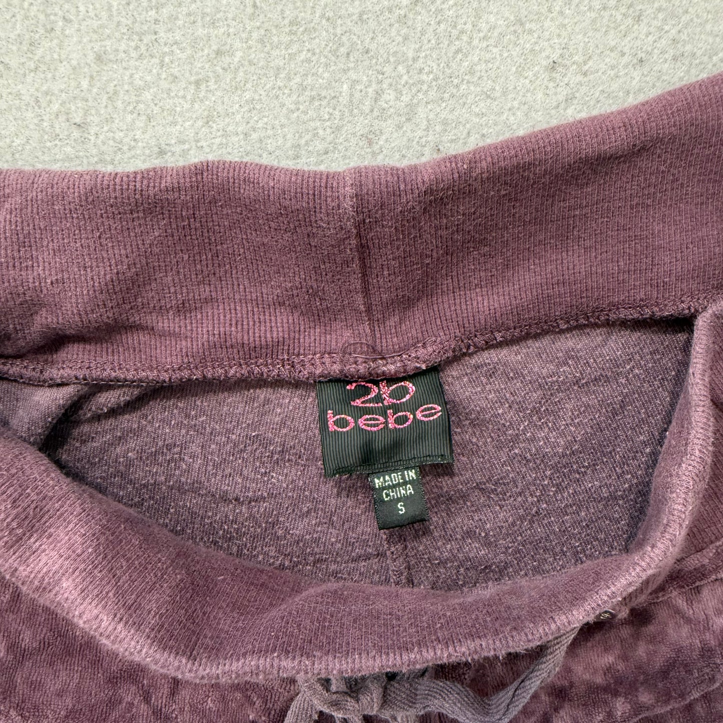 Bebe 2b Women's Burgundy Velour Flared Track Pant Side Striped Loungewear Size S