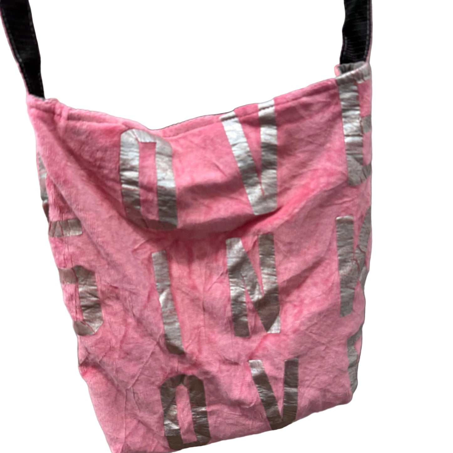 PINK Victoria's Secret Women's Pink Velour Graphic Logo Casual Y2k Tote Bag