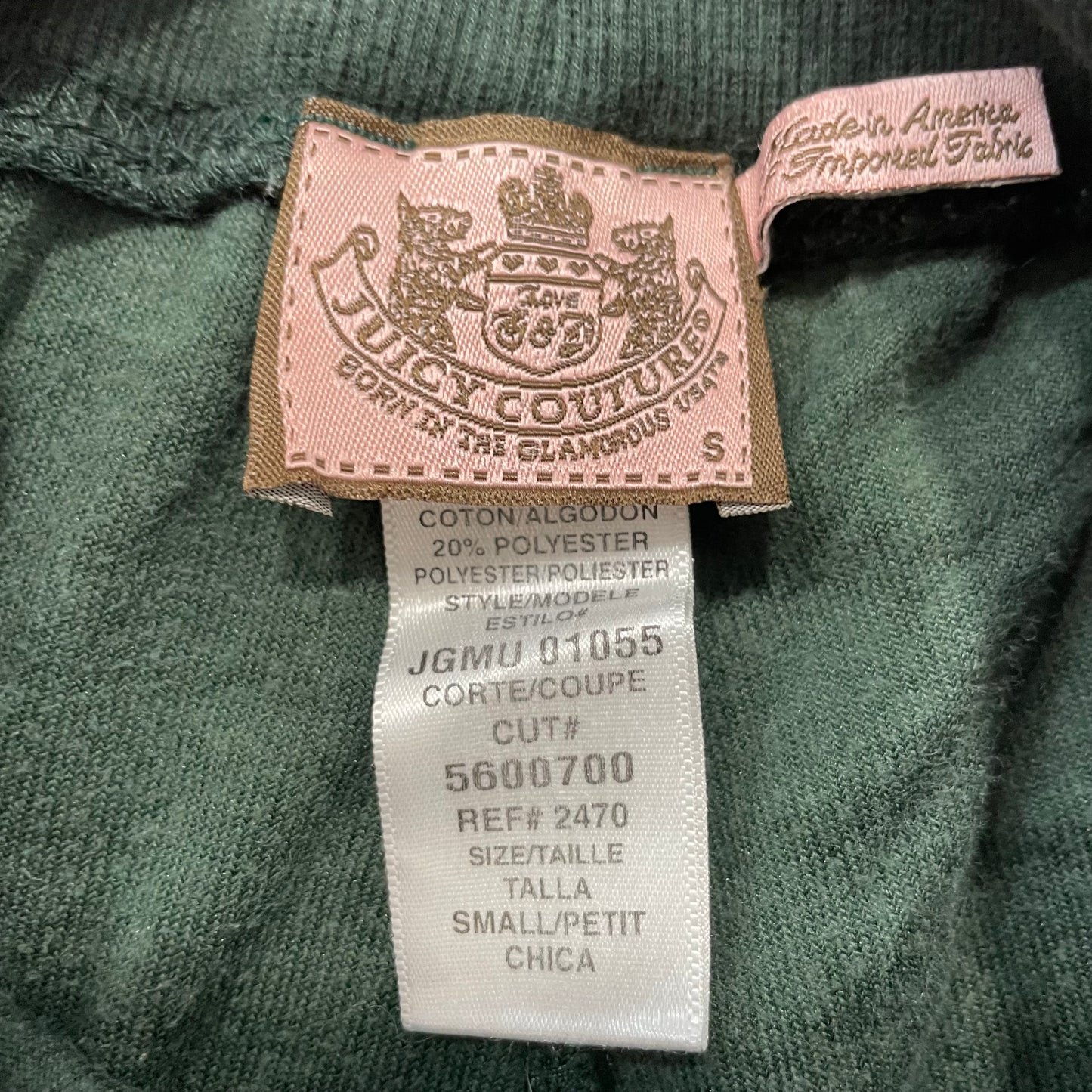 Vintage Juicy Couture Women Dark Green Velour Flare Track Pant Drawstring Size S