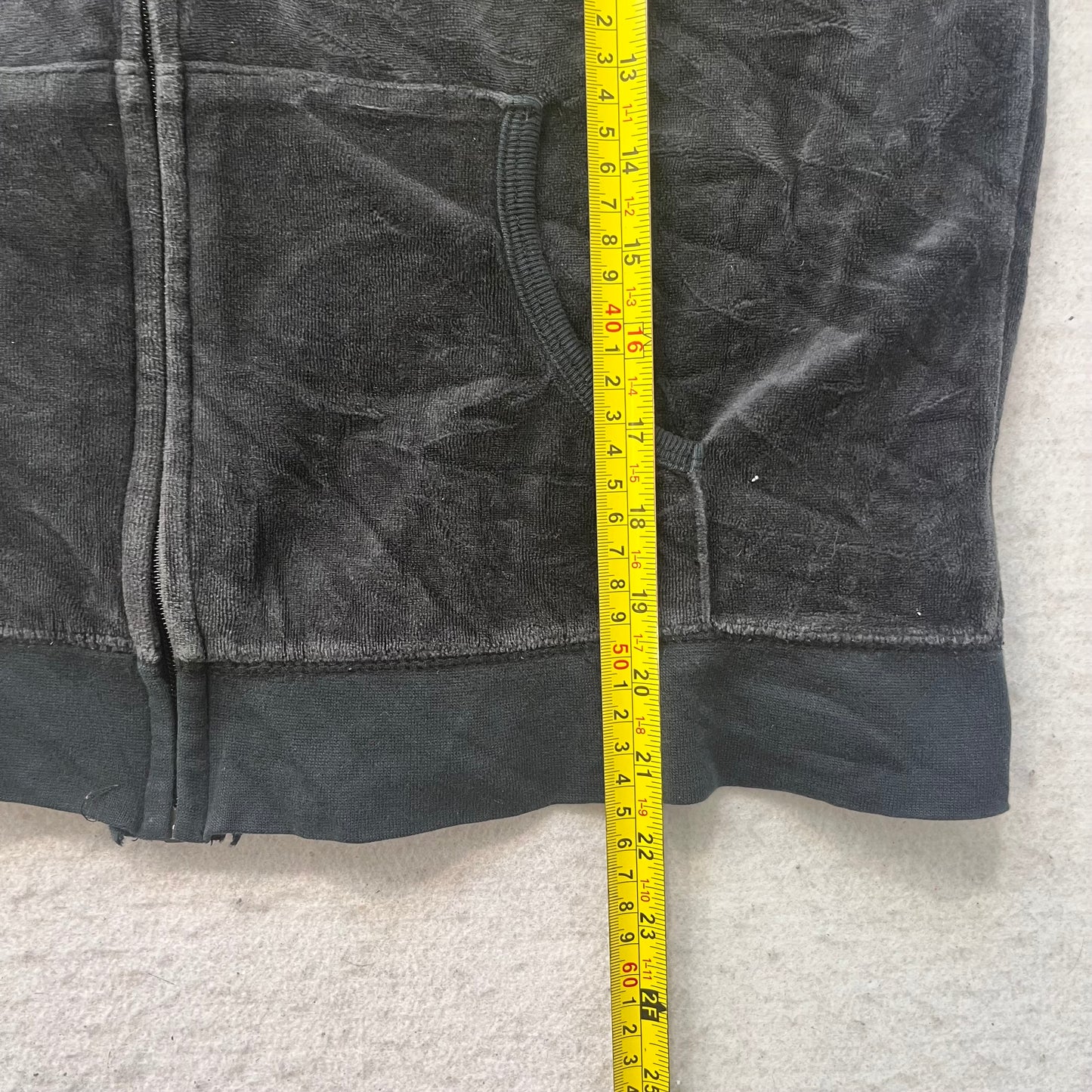 Juicy Couture Women's Charcoal Gray Velour Tracksuit Set Hoodie & Pant Size XL