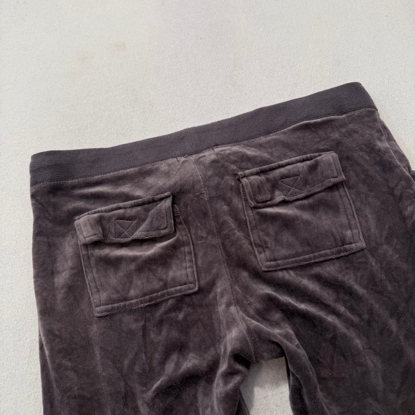 Juicy Couture Womens Coffee Bean Velour Flare Track Pant Back Flap Pocket Size M