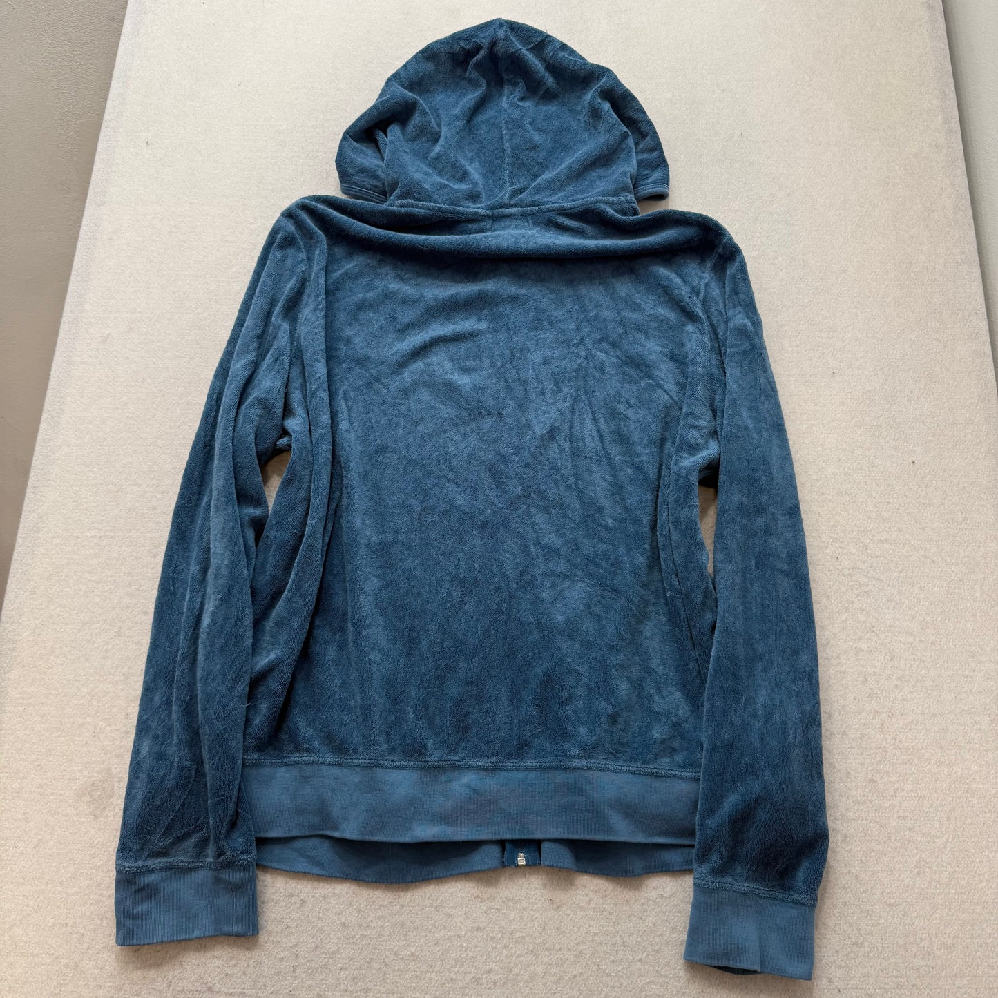Juicy Couture Women's Teal Blue Terry Cloth Zip-Up Hoodie Casual Pockets Size 3x