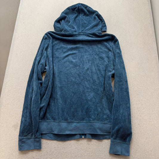 Juicy Couture Women's Teal Blue Terry Cloth Zip-Up Hoodie Casual Pockets Size 3x
