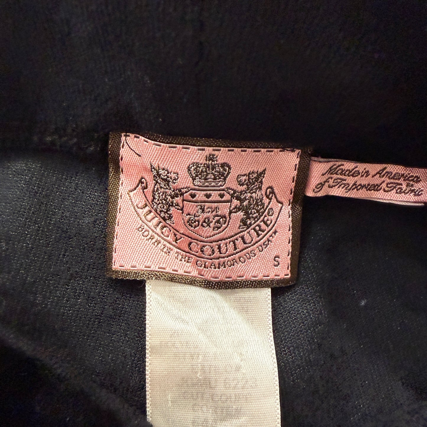 Vintage Juicy Couture Womens Black Velour Track Pant Ankle Zip Elastic Waist - S