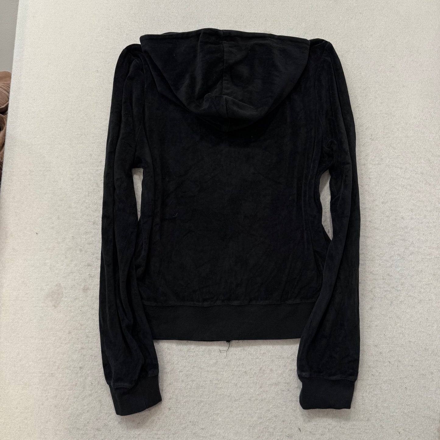 Juicy Couture Women's Black Velour Tracksuit Set Hoodie & Flared Pants Size XL