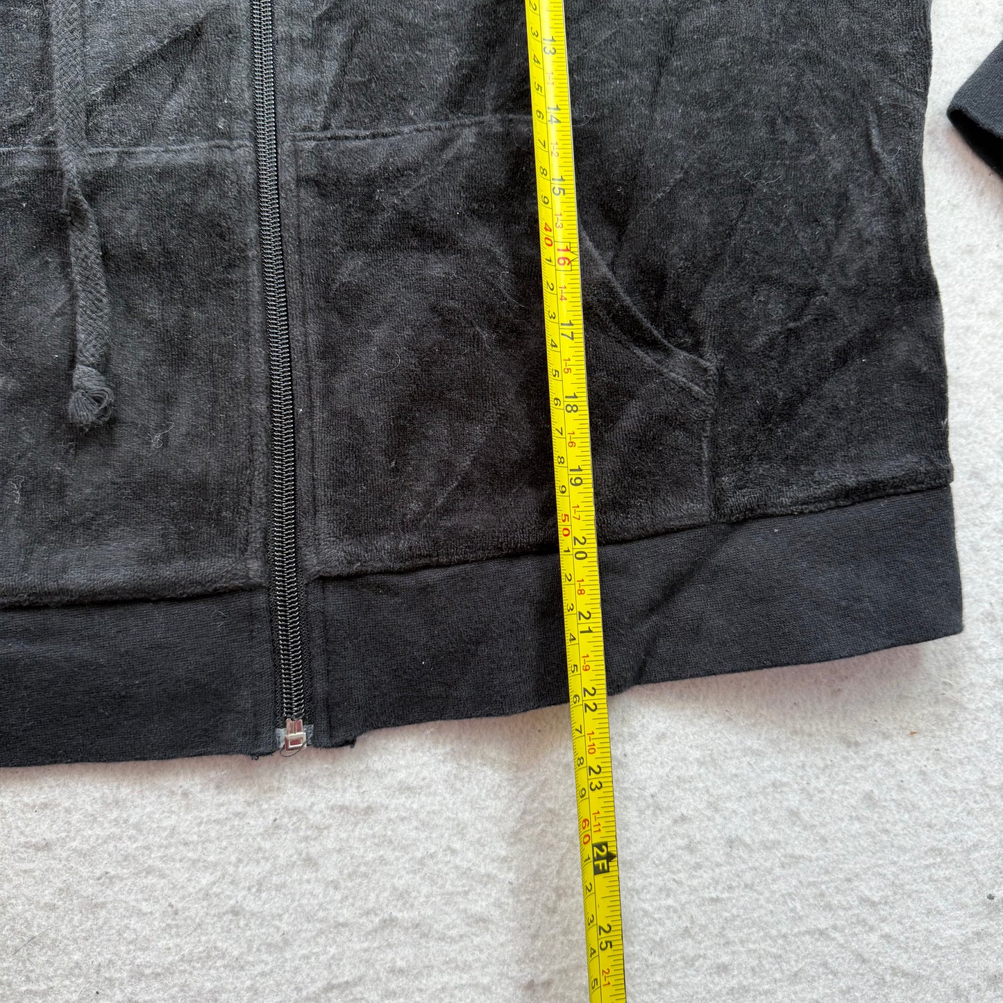Vintage Juicy Couture Womens Black Velour Tracksuit Set Hoodie & Pant Y2k Size L