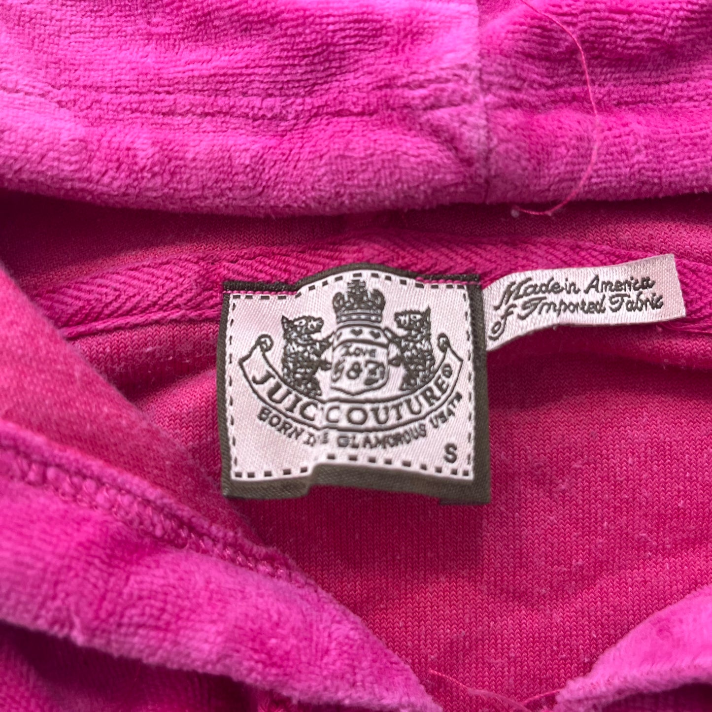 Vintage Juicy Couture Women Hot Pink Velour Tracksuit Set Hoodie & Pant Size S/M